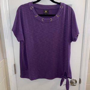 NWT JM Collection Purple Tie Front Shirt